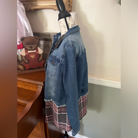 DG2 Diane Gilman Stretch Denim Plaid
Peplum Chambray Jacket NWT - Picture 6 of 8